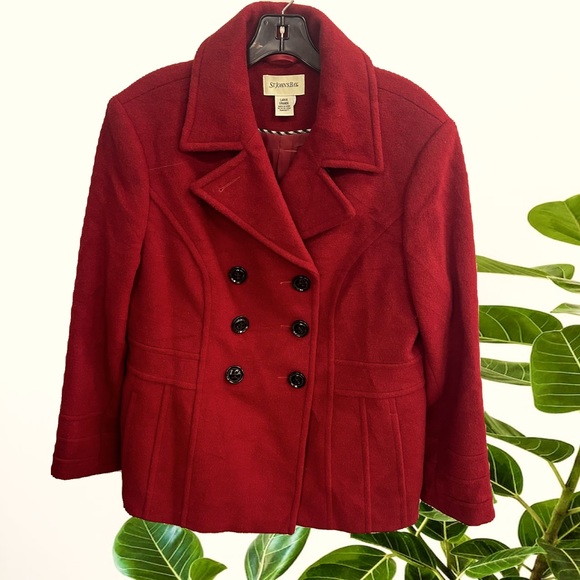 ST JOHNS BAY CASHMERE BLEND WOMEN JACKET IN DEEP RED SIZE LARGE - Picture 1 of 8